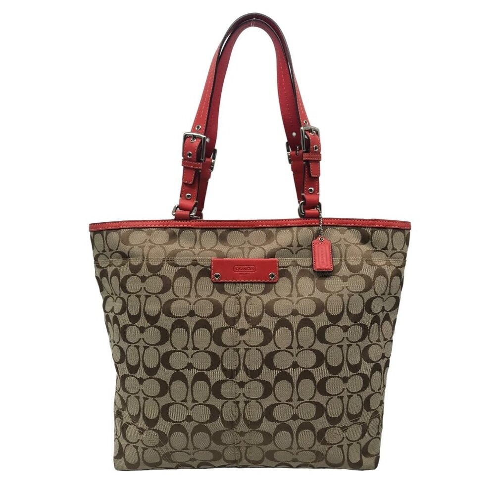 Coach Hamptons Beige Signature Canvas Book Tote Bag